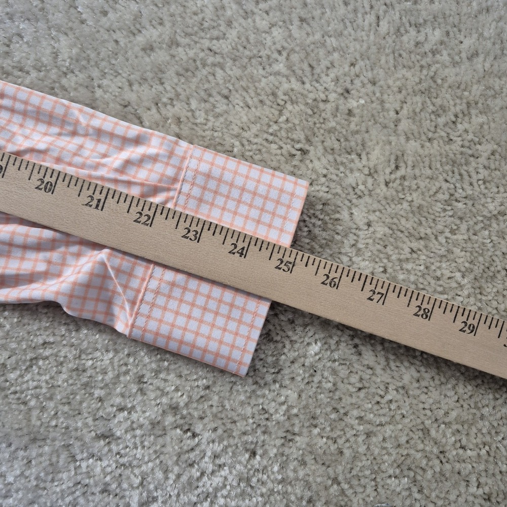 Collars & Co Shirt Mens Medium Orange Check Button Up Performance Office Preppy - Picture 7 of 8